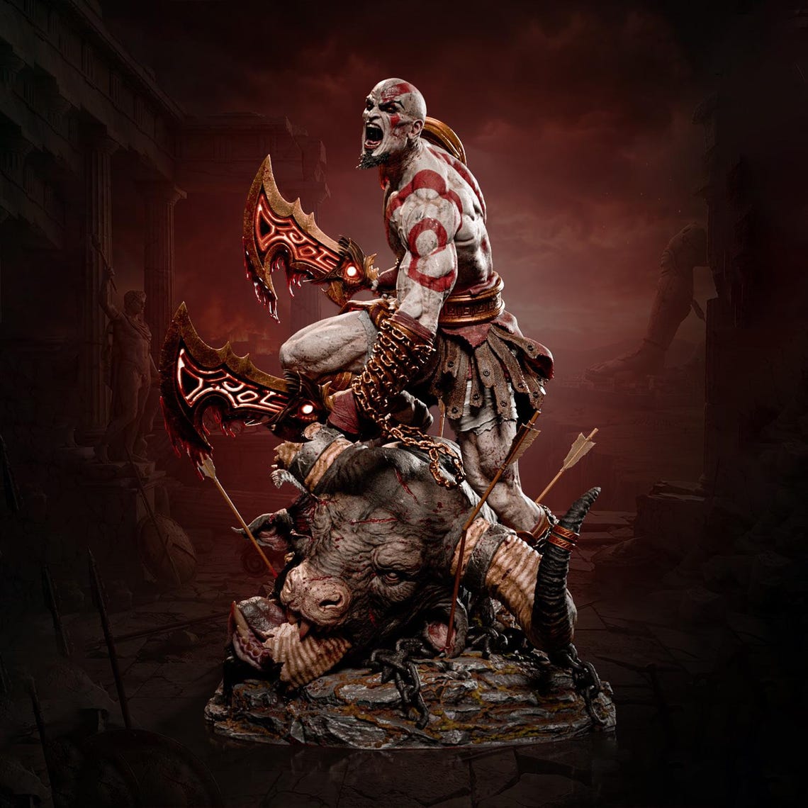 Kratos God of War - Game STL | Fullsize + Bust image 1