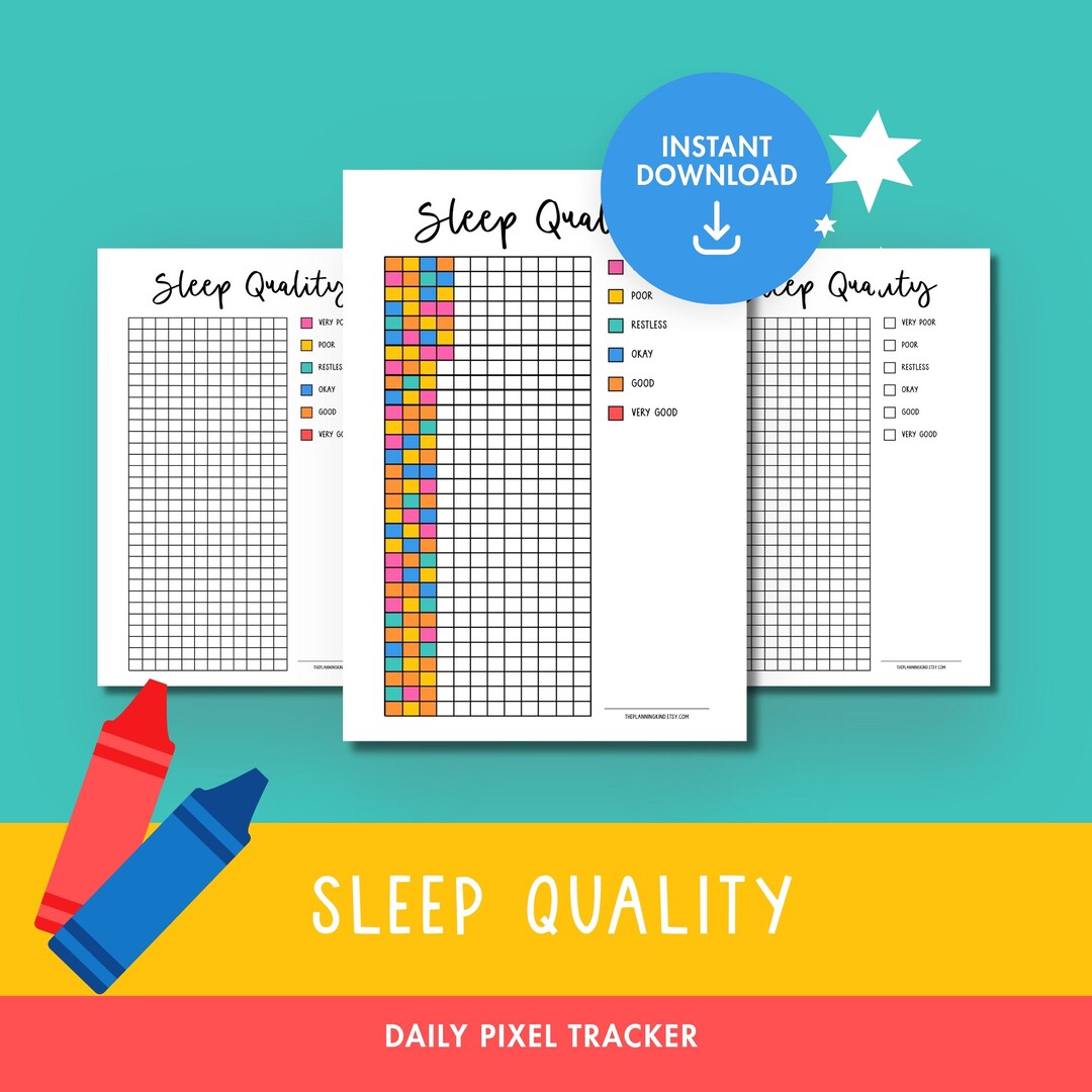 Sleep Quality Pixel Tracker Printable A4, Rest Pattern Grid, Night ...