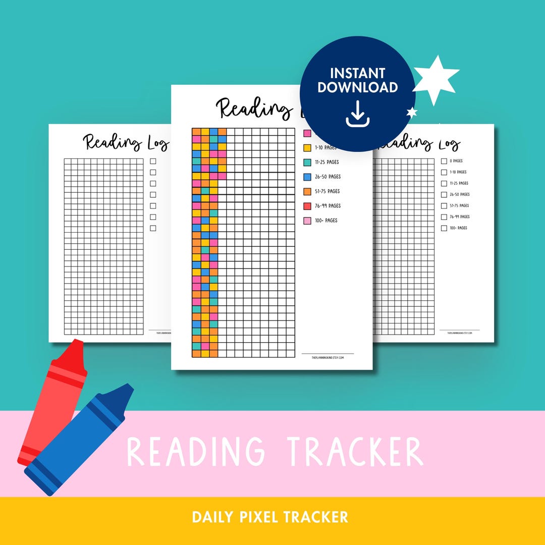 Reading Pixel Tracker Printable A4, Book Progress Grid, Reading ...