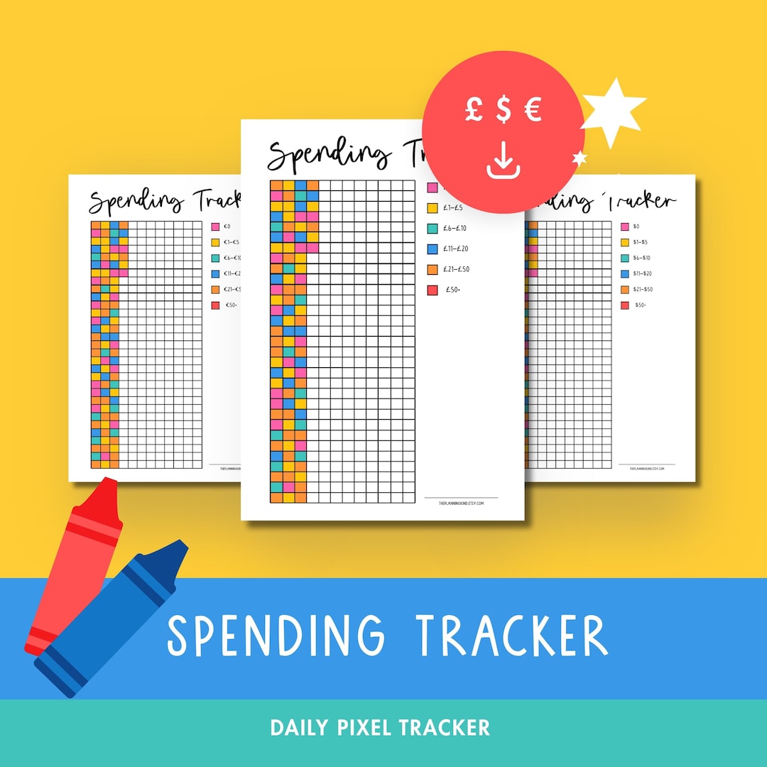 Visual Spending Chart Spending Pixel Tracker Printable A4, Expense Habit Grid, Budget ...
