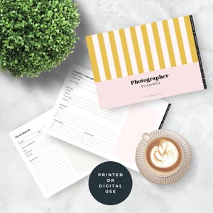 Photographer Planner Horizontal Printable Photoshoot Organizer Client Sessions Shot Lists Studio Income Tracker Hyperlinked PDF