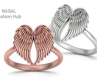 925 sterlingzilveren ring met engelenvleugels, ring met engelenvleugels, ring met engelenvleugels, sterlingzilveren sieraden, ring met engelenvleugels.