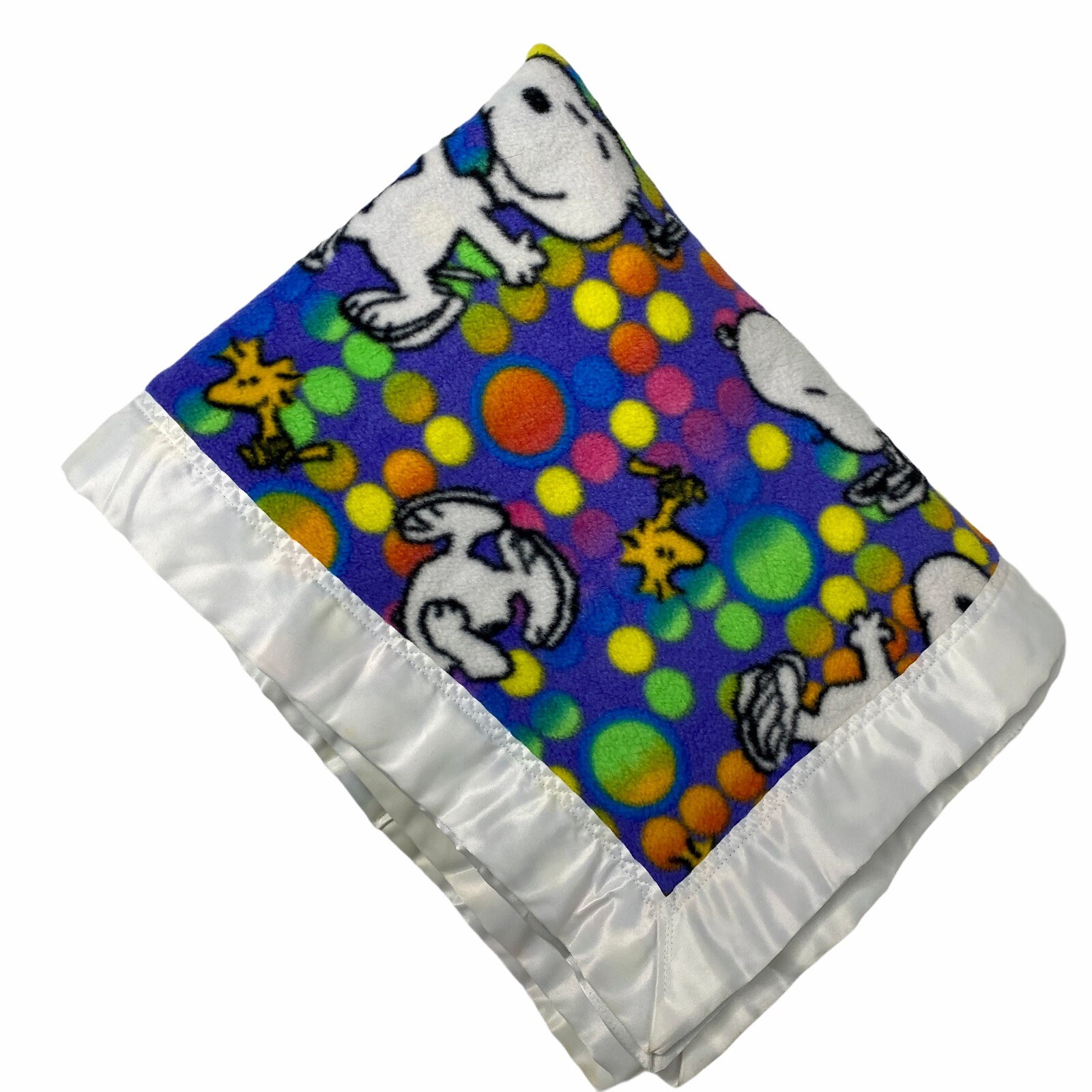 Vintage Peanuts Snoopy Baby Blanket Satin Trim Acrylic Toddler Etsy