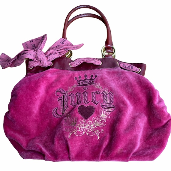 Juicy Couture Pink Velour Tote Bag Purse with KeyC
