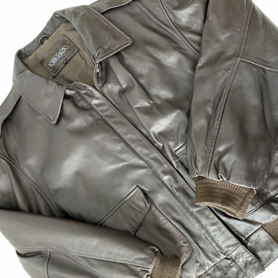 Vintage Mens L Casablanca Leather Jacket Brown Spo