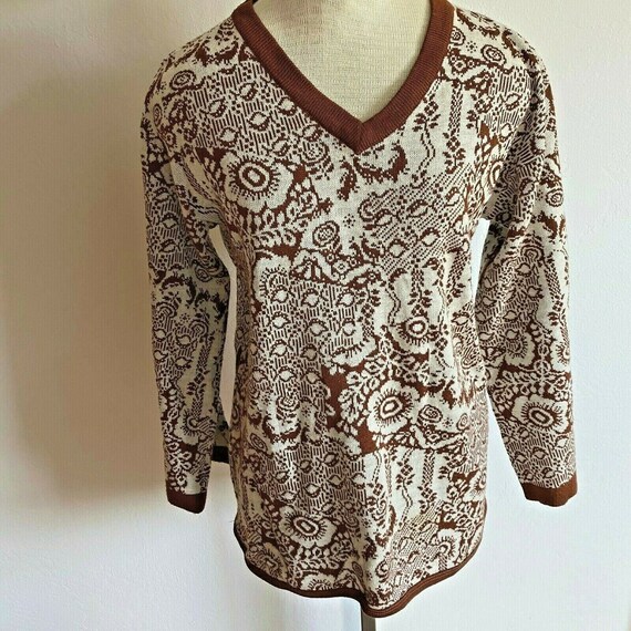 Vintage 1970s Catalina Jacquard Hippy Boho Floral