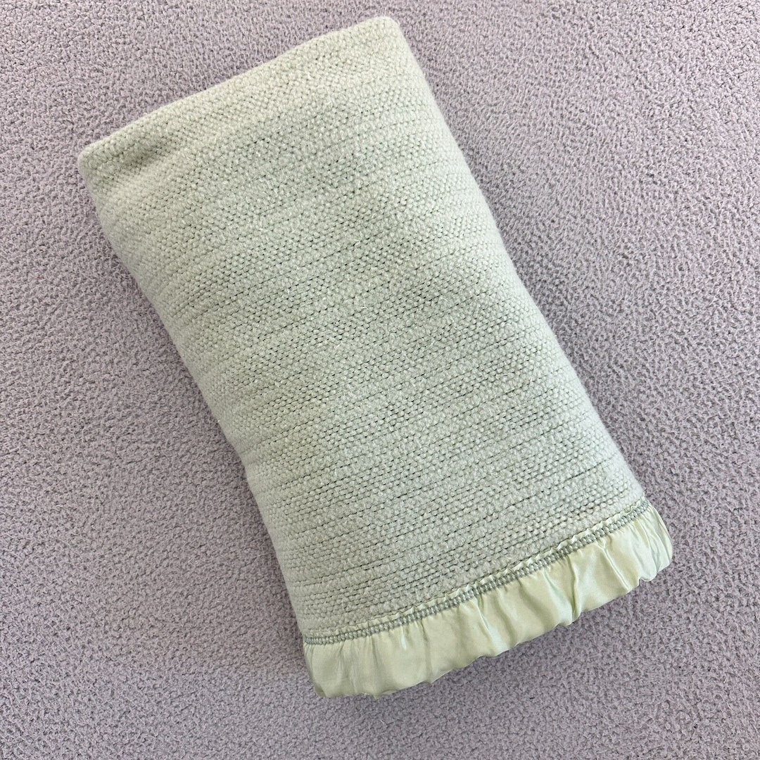 Vintage Waffle Weave Thermal Acrylic Blanket Satin Trim 86x74 Etsy