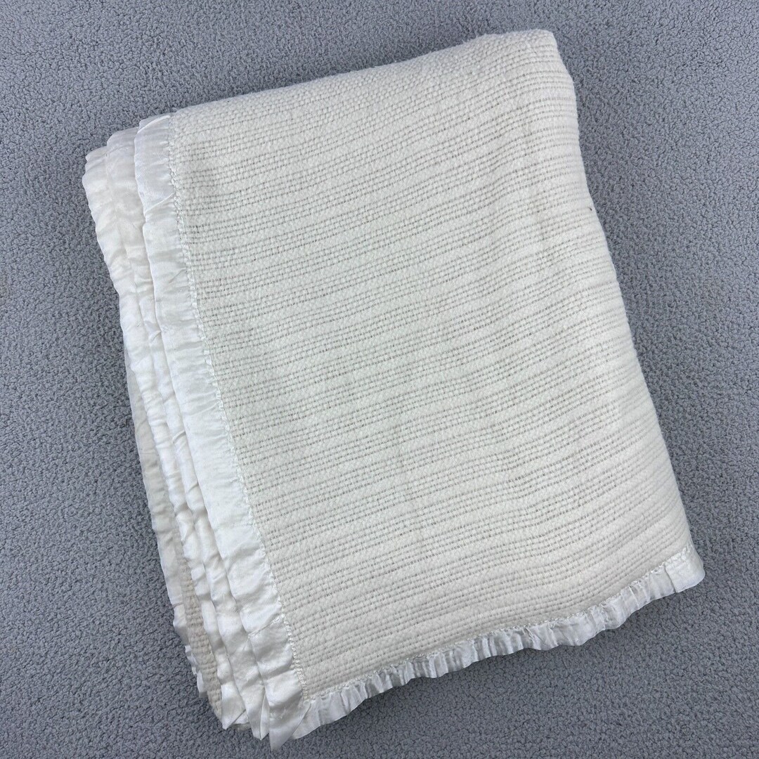 Vintage Blanket Chatham Satin Trim Waffle Weave 102 X 84 Queen Etsy