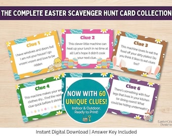 Easter Egg Hunt Scavenger Clue Cards: Indoor & Outdoor Game (Printable)
