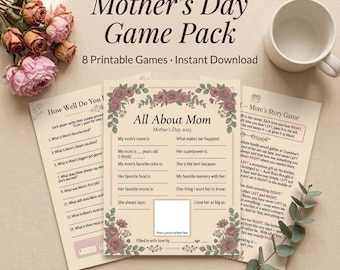 Mother's Day Game Pack | 8 Printable Activities (Instant Download)