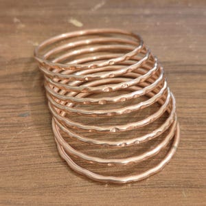 Copper Bangle Set of 9, Handmade Copper Bracelets Stack, Boho Stacking Bangles, Minimalist Jewelry Set, Ayurvedic Copper Jewelry Gift
