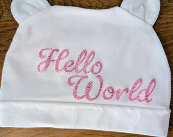 New Born Baby Hat, Hello World, boy, girl, gift
