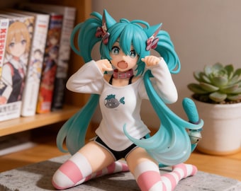 Kawaii Neko Miku Figur - Anime Sammelfigur Schreibtisch Dekor Süß Otaku Geschenk Dekoration