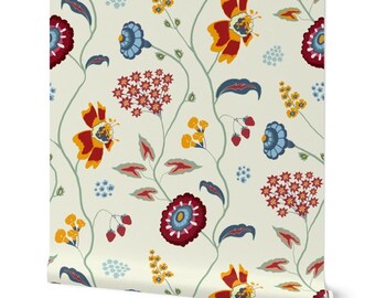 Jacobean Folk Floral Vines - multiple colorwaus, Non-Pasted - prices per roll