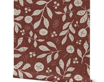 Wallpaper in Simple Modern Floral Leaves And Berries Green Raindance - XL