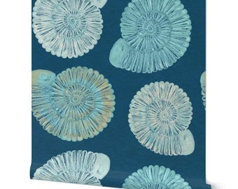 Ammonite Nautical Beach House Wallpaper