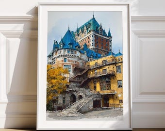 Quebec Landmark Art, Home Decor Canada Travel Gift (Digital Download)