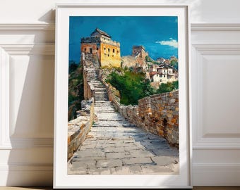 Wall of China Watercolor Art Print (Digital Download)