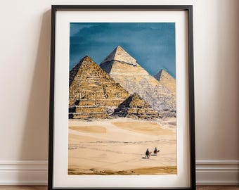 Pyramids of Giza Ancient Egypt Art Print Travel Gift,  (Digital Download)