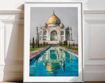 Taj Mahal Art Indian Decor Print, Luxury Wall Art Travel Gift (Digital Download)