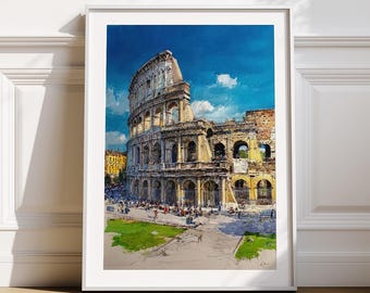 Rome Italy Poster, Colosseum Art Print Travel Gift (Digital Download)