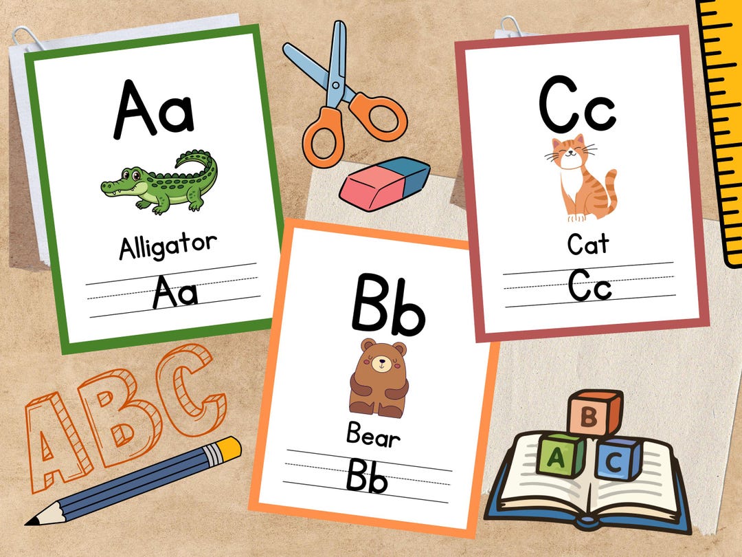 Animal ABC Flash Cards, Preschool Learning (digital Print) - Etsy