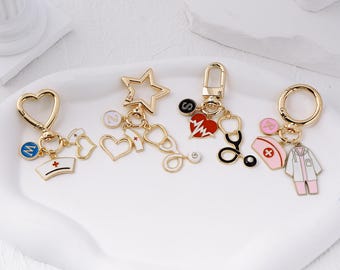 Personalized Nurses Day Themed Keychain Bag Charm Clinical Bag Charm Custom Initial Keychain Nurse Purse Charm Medicine Nurses Day Gift
