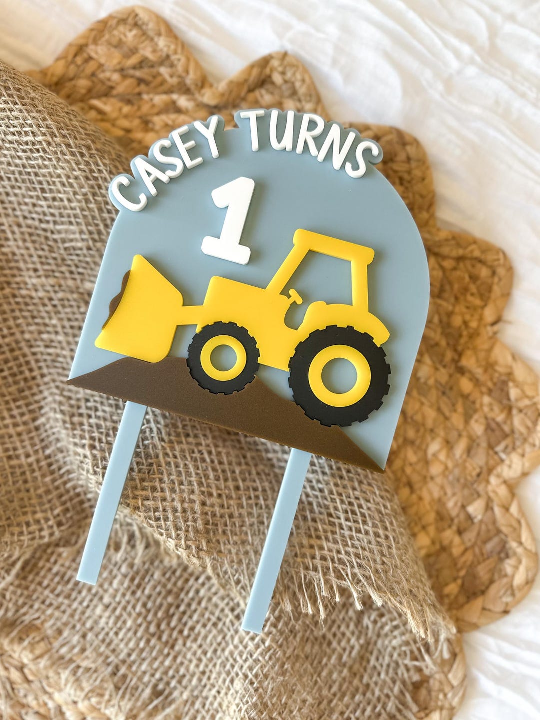 Personalised Digger Loader Cake Topper | Construction Birthday Party ...