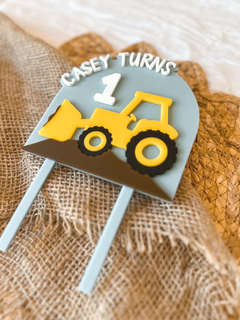 Personalised Digger Loader Cake Topper | Construction Birthday Party ...