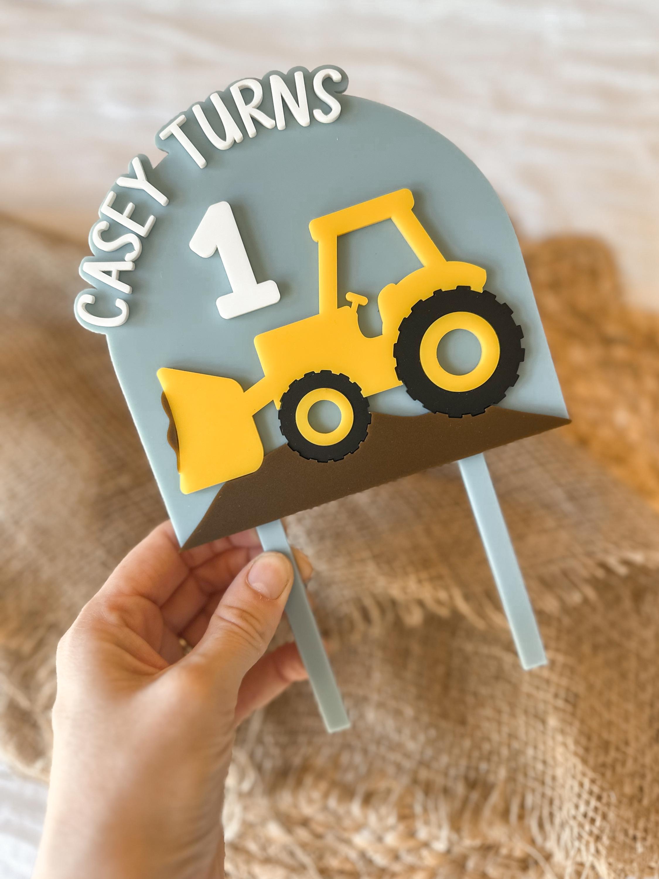 Personalised Digger Loader Cake Topper | Construction Birthday Party ...