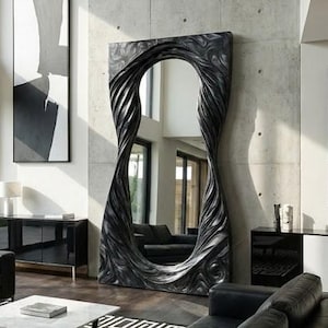 Espelho de chão personalizado com relevo em resina epóxi, espelho grande para sala de estar, espelho de corpo inteiro, espelho para quarto, espelho grande moderno, espelho de chão