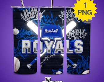 Royals Baseball 20 Unzen Skinny Tumbler Wrap PNG, sauberes grafisches Sublimationsdesign, Baseball PNG JPG, digitale Tumbler Wrap Datei