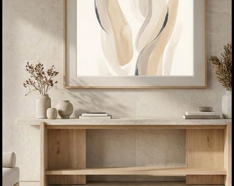 Vertical Neutral Abstract Printable | Modern Minimal Wall Art | Beige Organic Digital Download