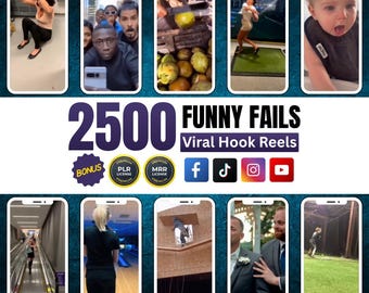 2500+ Lustige Fails Viral Videos Bündel | TikTok Reels, YouTube Shorts & Instagram Content | PLR + MRR Faceless Video Pack