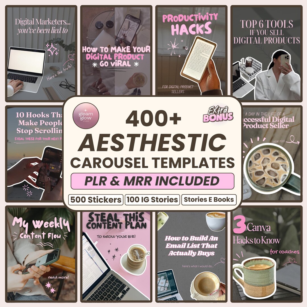 400+ Trendy Faceless Instagram Carousel Templates | Canva PLR MRR ...