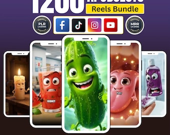 1200+ AI Talking Object Videos | Viral Reels Bundle | PLR + MRR Faceless Content Pack for TikTok, Instagram Reels & YouTube Shorts