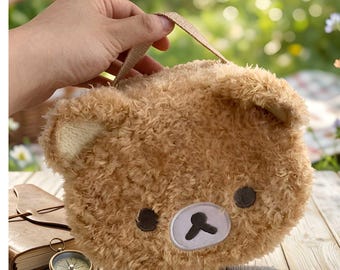 Kawaii Plush Bear Makeup Bag – Anime Travel Cosmetic Organizer