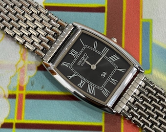 Vintage Seiko SX Rectangular Tank Style Watch With Black Dial - Etsy