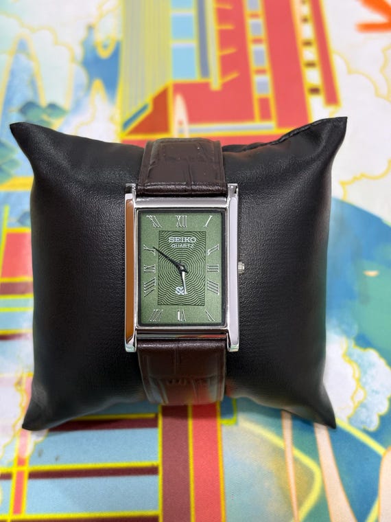 Vintage Seiko Watch, Slim Silver Rectangular Case… - image 1