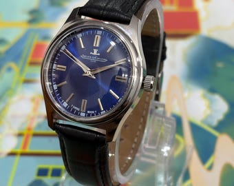 Rare Jaeger-LeCoultre Vintage Club Watch | Restored Hand-Winding Swiss Watch, Blue Dial