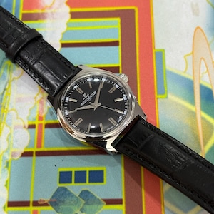 Vintage Jaeger-LeCoultre Club Watch Black Dial Manual Wind Stainless Steel Classic Timepiece