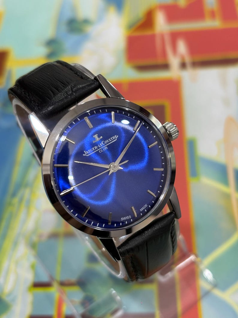 Vintage Jaeger-LeCoultre Club blue dial watch manual wind Swiss luxury dress watch