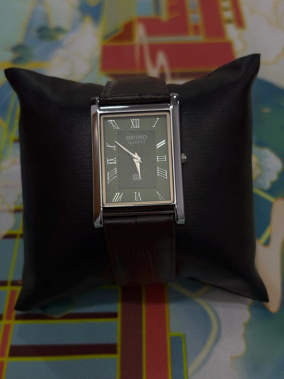 Vintage Seiko Watch, Slim Silver Rectangular Case… - image 10