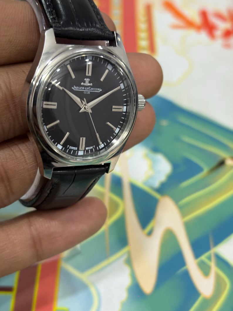 Authentic Vintage Jaeger-LeCoultre Club Manual Wind Watch Black Dial Classic Dress Watch