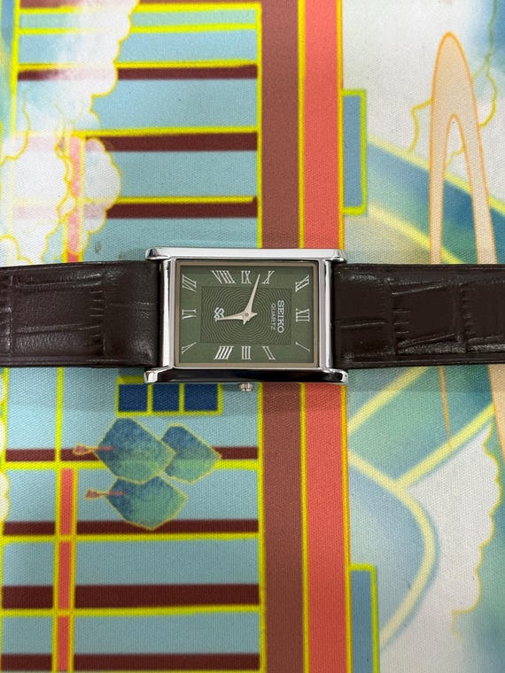 Vintage Seiko Watch, Slim Silver Rectangular Case… - image 3