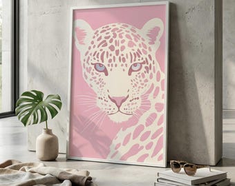 Pink Leopard Printable Wall Art, Home Decor, Vintage Printable Poster