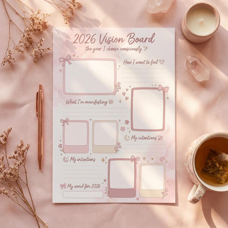 2026 Vision Board Printable, Manifestation Planner, Digital Download ...