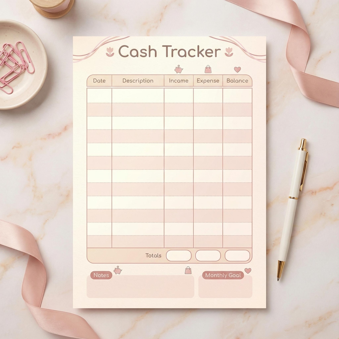 Pink Cash Tracker Printable, Budget Planner, Money Saving Challenge ...