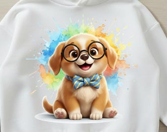 Szczeniak z kreskówki PNG | Rozprysk akwareli, muszka (pobranie cyfrowe)