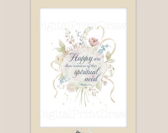 Świadkowie Jehowy 2026 Tekst roczny Ewangelii Mateusza 5:3 do druku, plakaty chrześcijańskie do pobrania w wersji cyfrowej